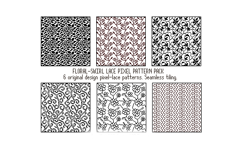 6 Pixel Floral-Swirl Lace Pack