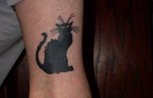 Black Cat Tattoo on Ankle