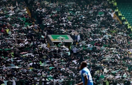 Celtic fans celebrate during the win over Rangers